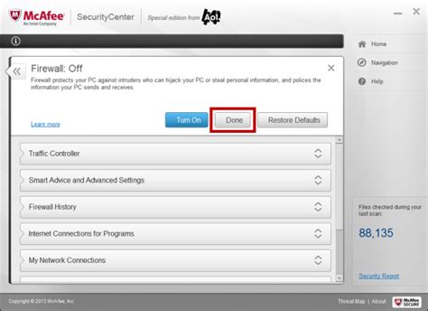McAfee and iMac Firewalls .